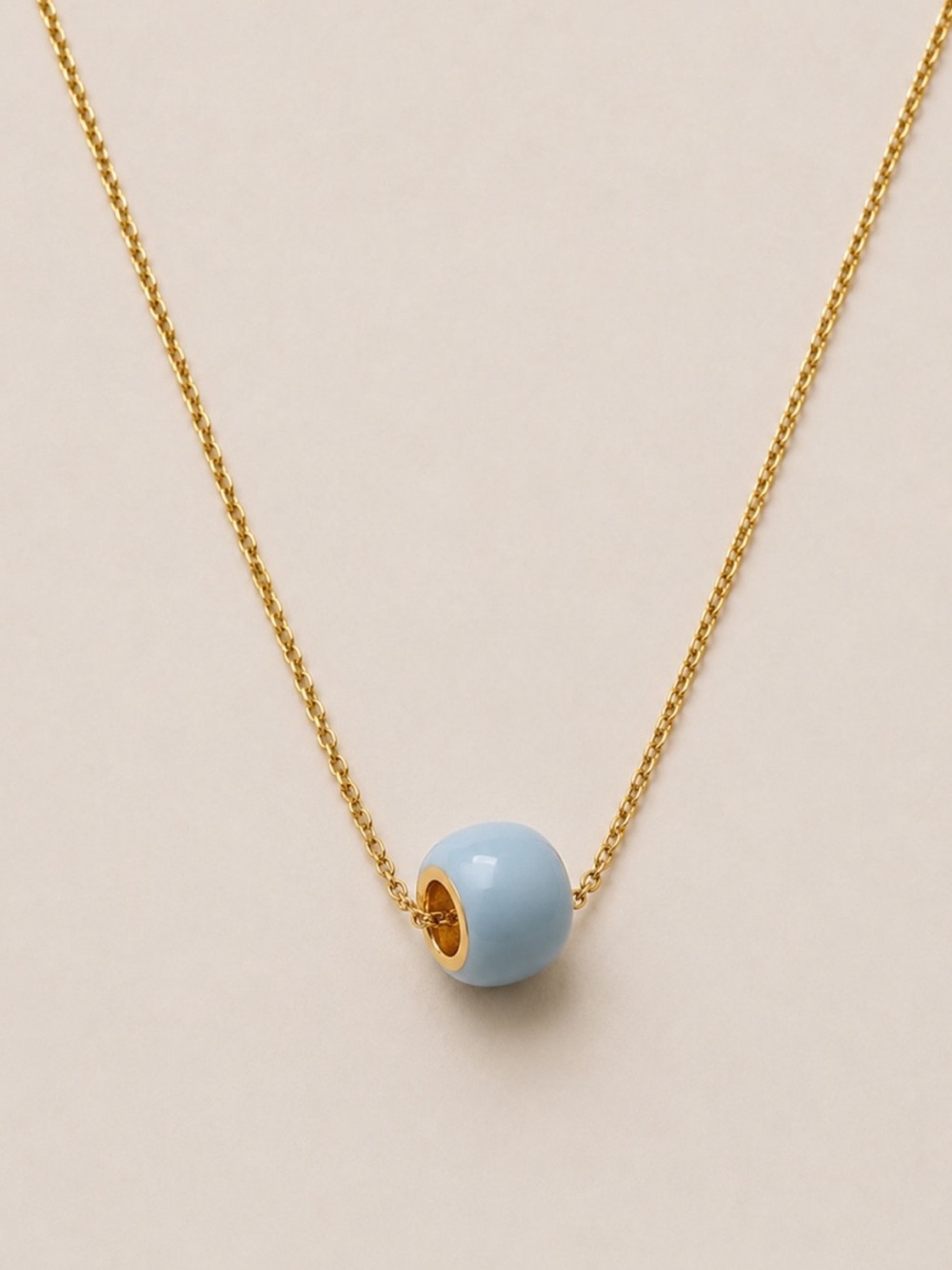 New! Light Blue Gold Beaded Pendant Necklace NWOT 5024
